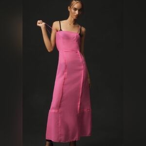 NWT Anthropologie Sheer Paneled Midi Dress - Pink, Size 8